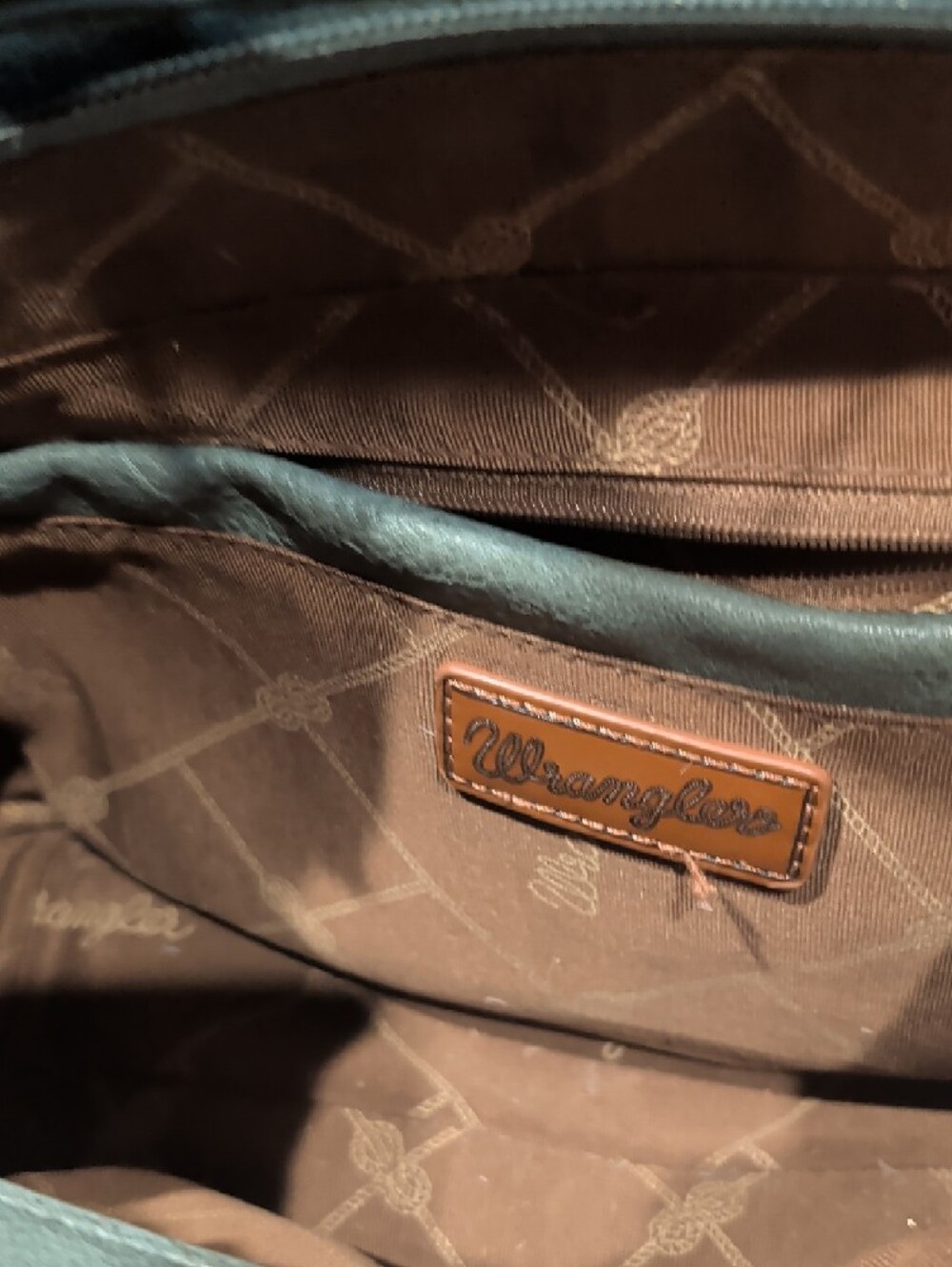Wrangler Teal Embossed Satchel with Contrast Stitching - Picture 2 of 4